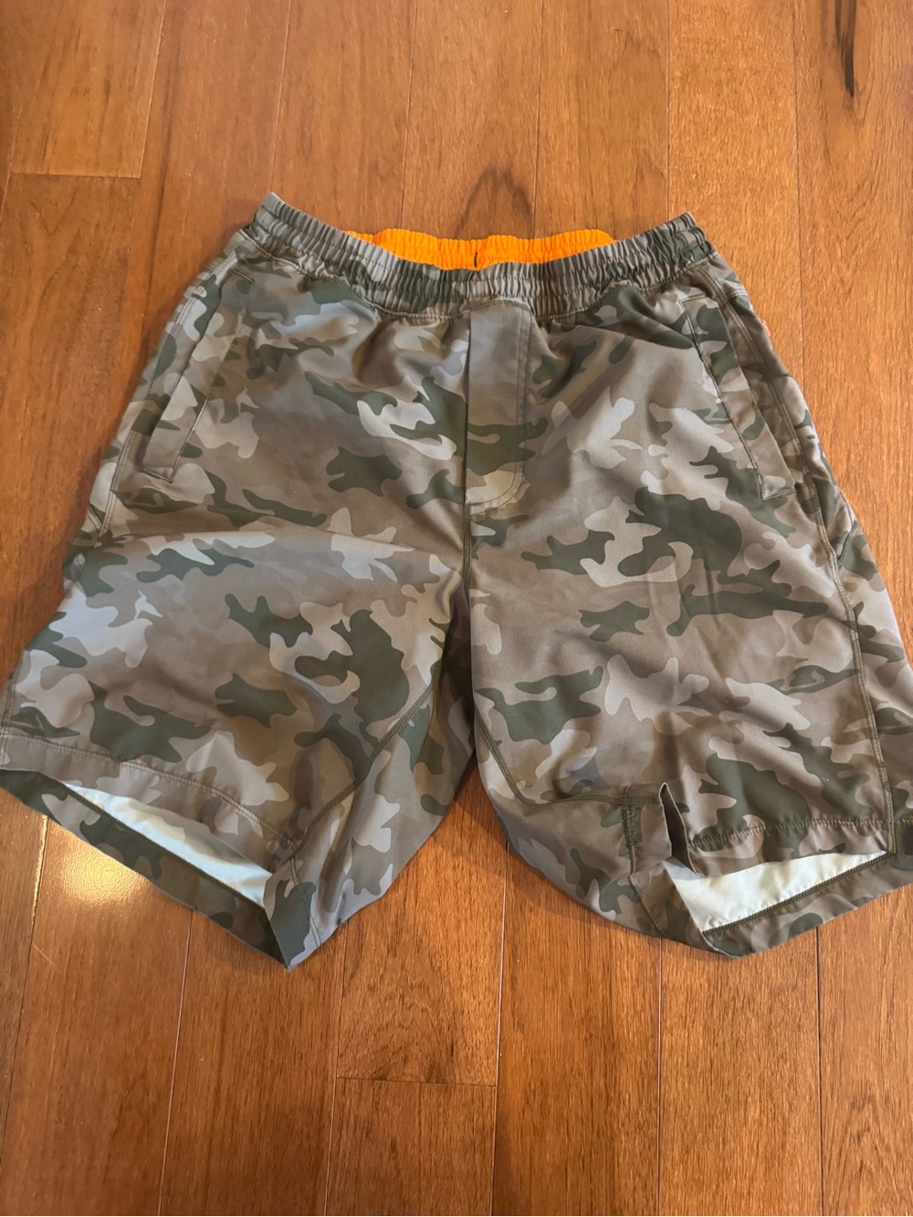 Birddogs Men's Camo Athletic Shorts with Orange Waistband